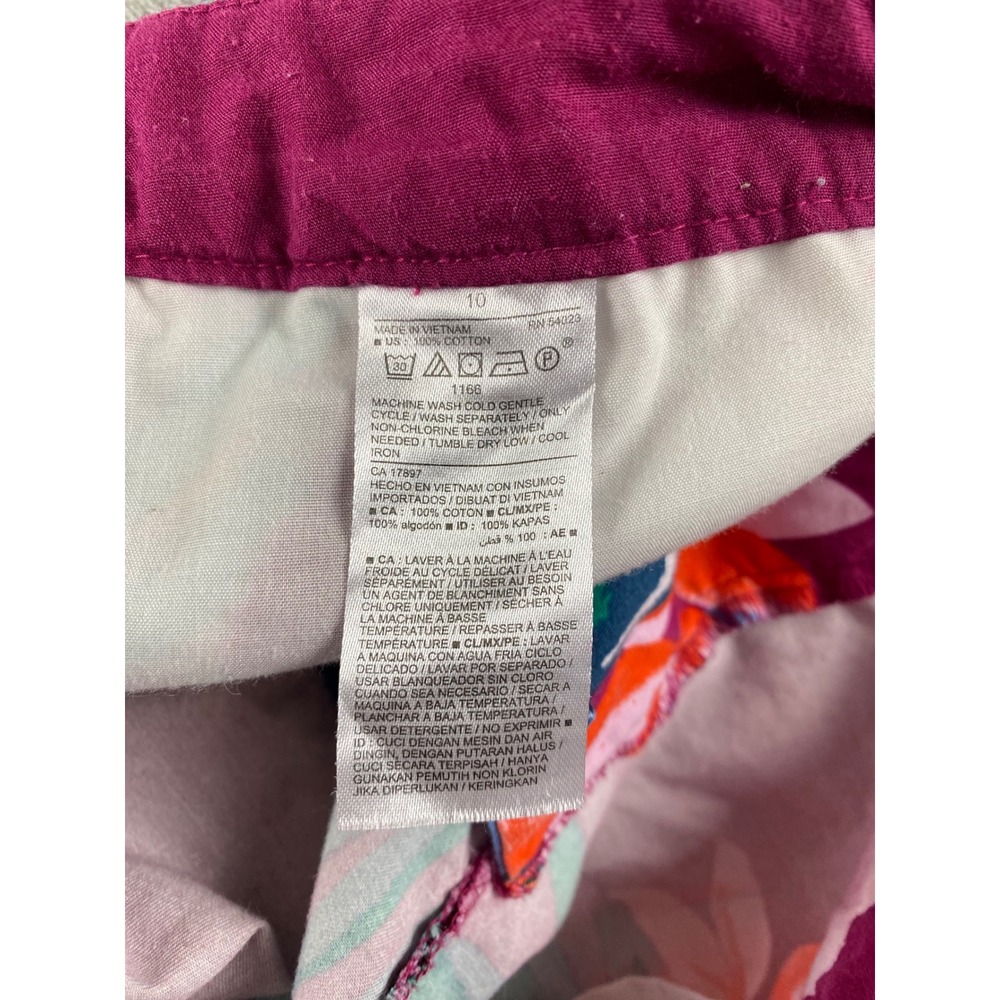 Old Navy Everyday Short Womens 10 Purple Hibiscus Floral Tropical Cotton 1166 - Picture 3 of 11